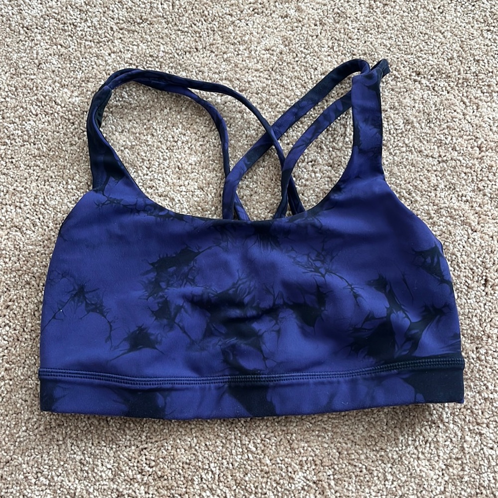 Purple and black tie dye lululemon energy bra